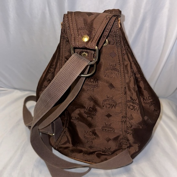 MCM Vintage Brown Nylon Drawstring Sling Bag/Backpack - Picture 3 of 6